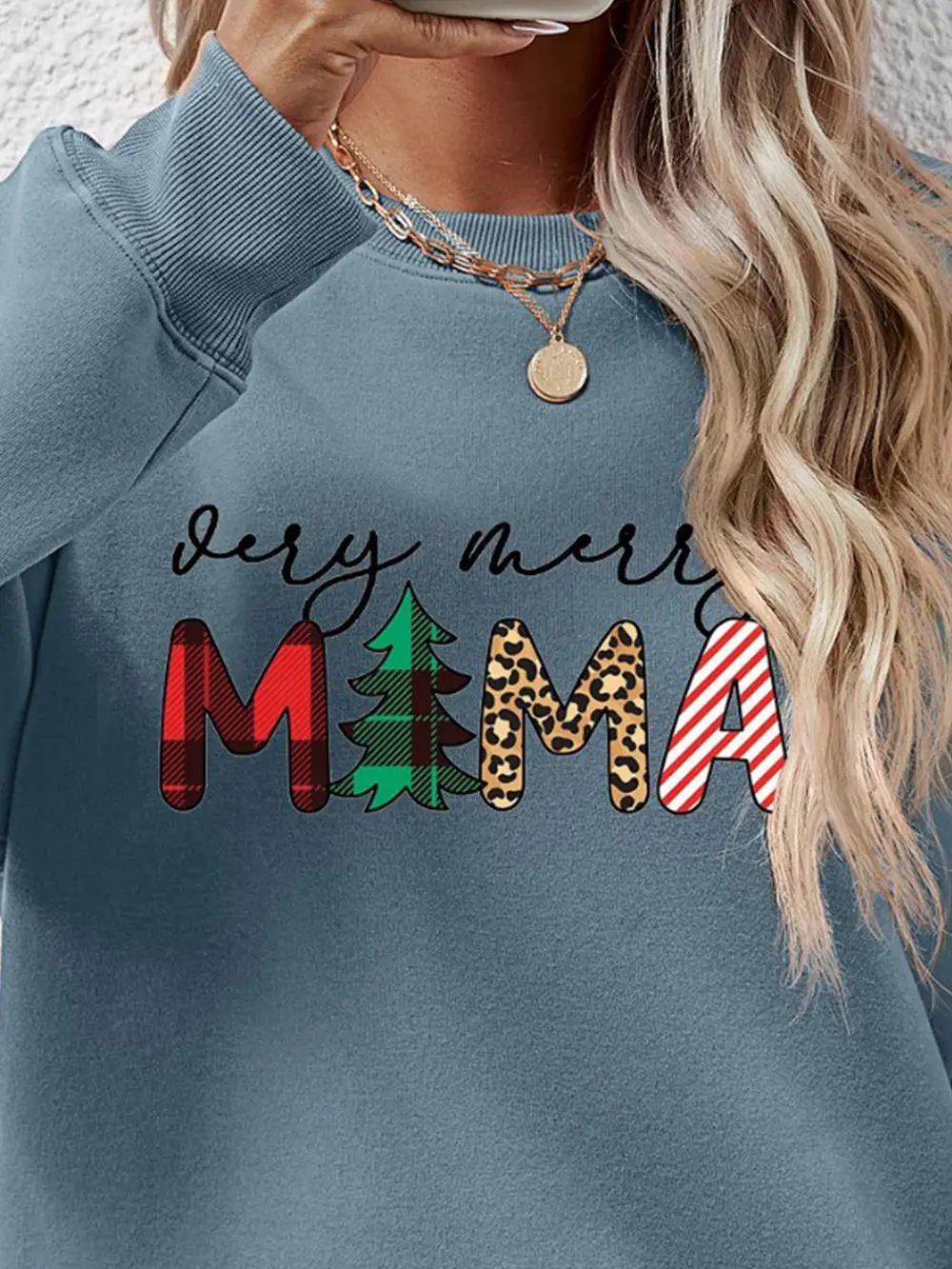 Letter Graphic Round Neck Long Sleeve Sweatshirt, image 4