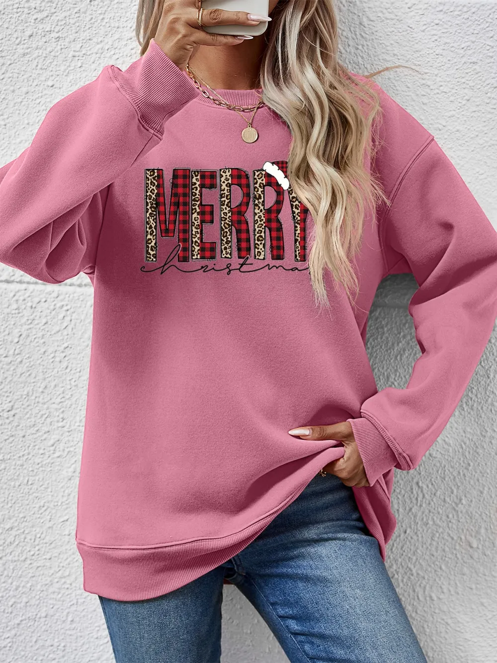MERRY CHRISTMAS Round Neck Long Sleeve Sweatshirt, image 11