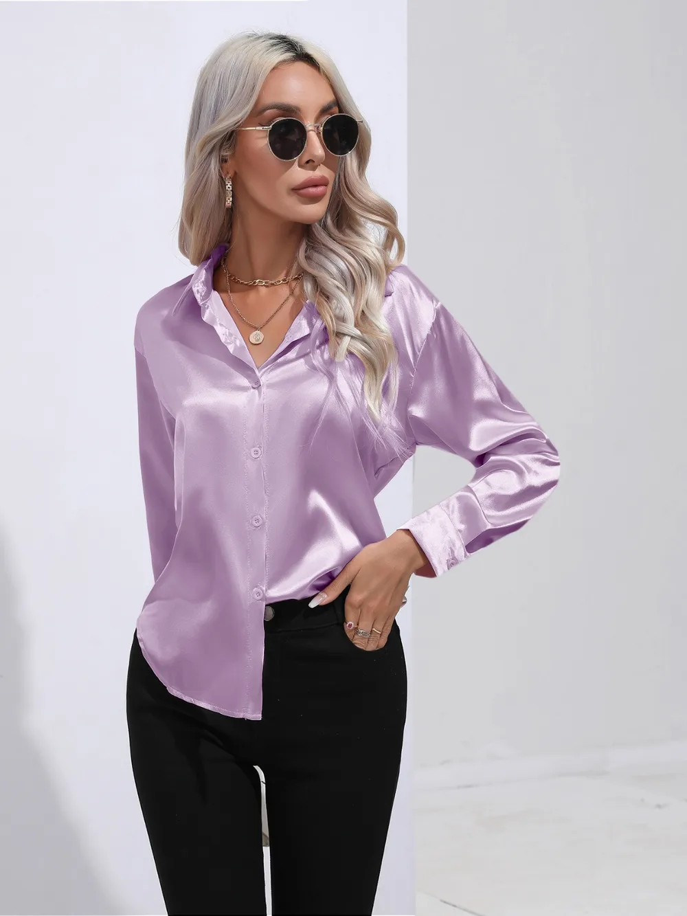 Collared Neck Buttoned Long Sleeve Shirt, image 26
