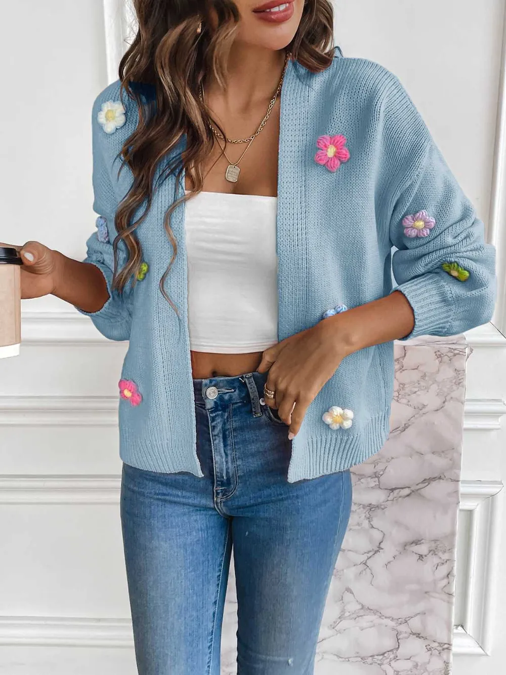 Floral Long Sleeve Open Front Cardigan, image 14