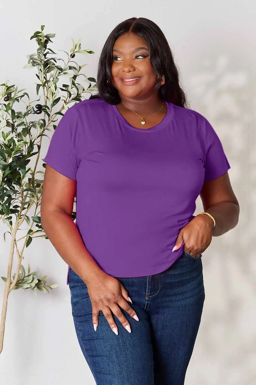 Full Size Round Neck Short Sleeve T-Shirt, image 16
