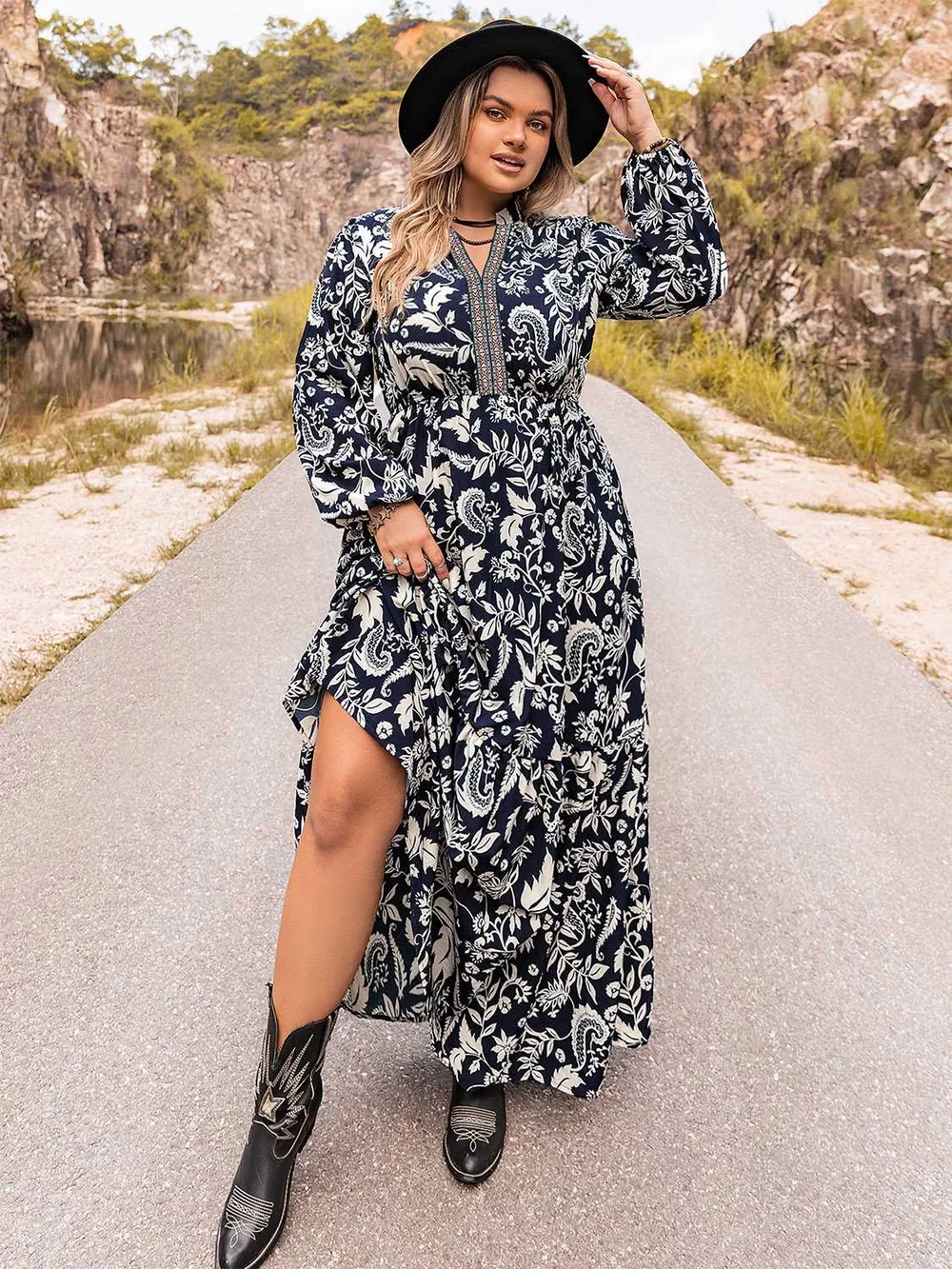 Plus Size Long Sleeve Maxi Dress, image 3
