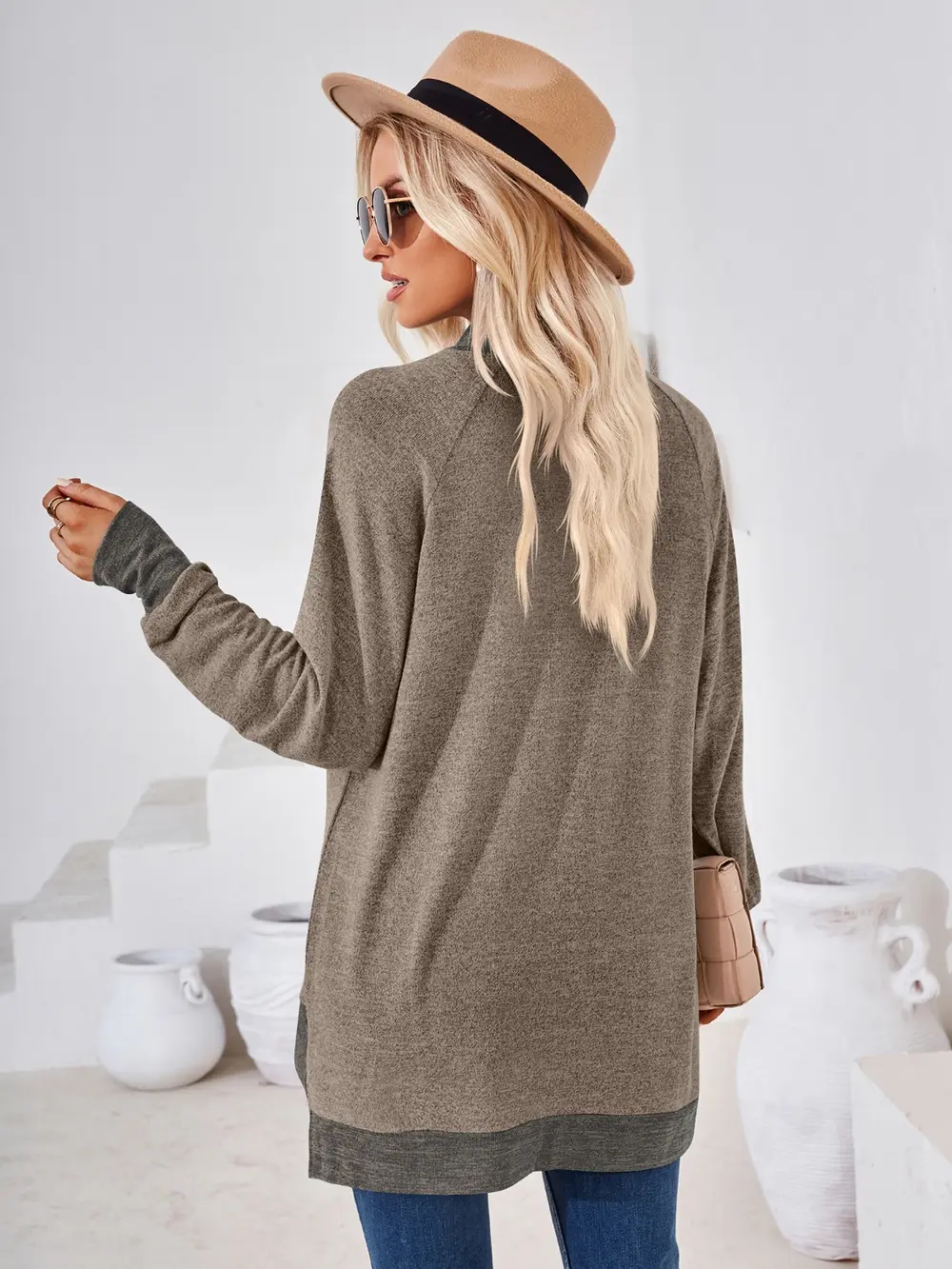 Contrast Mock Neck Long Sleeve T-Shirt, image 16
