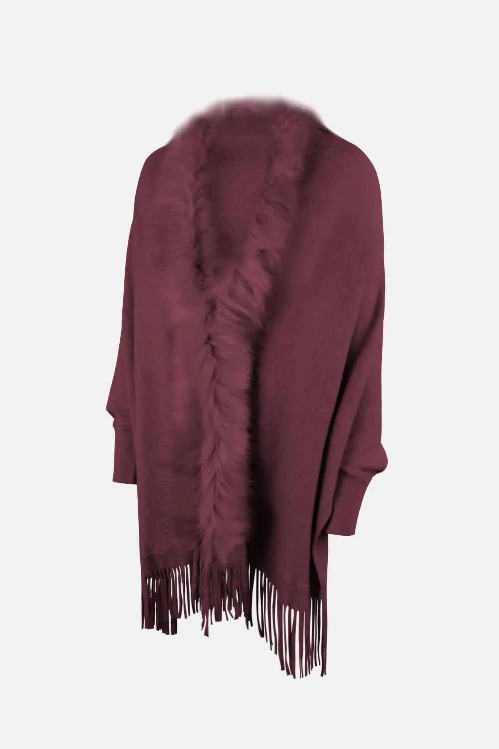 Fringe Open Front Long Sleeve Poncho, image 7