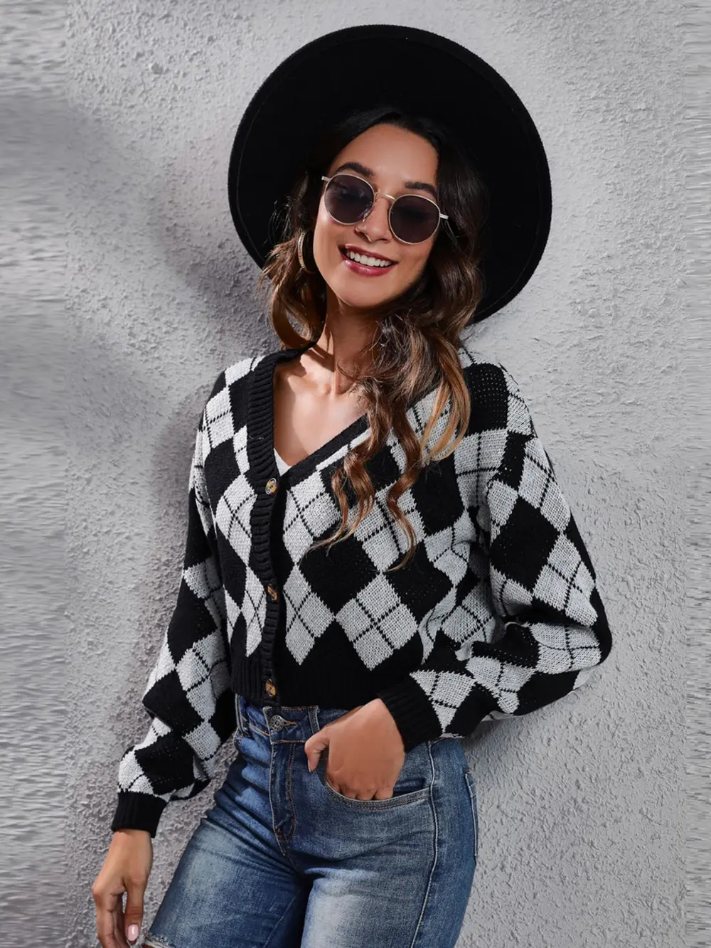 Geometric Button Up Long Sleeve Cardigan, image 11