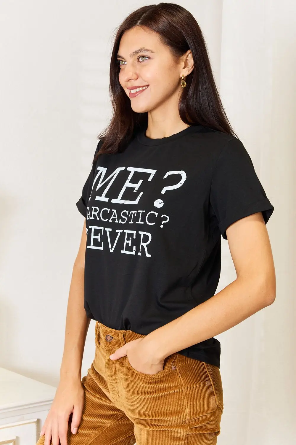 Letter Graphic Round Neck T-Shirt, image 7