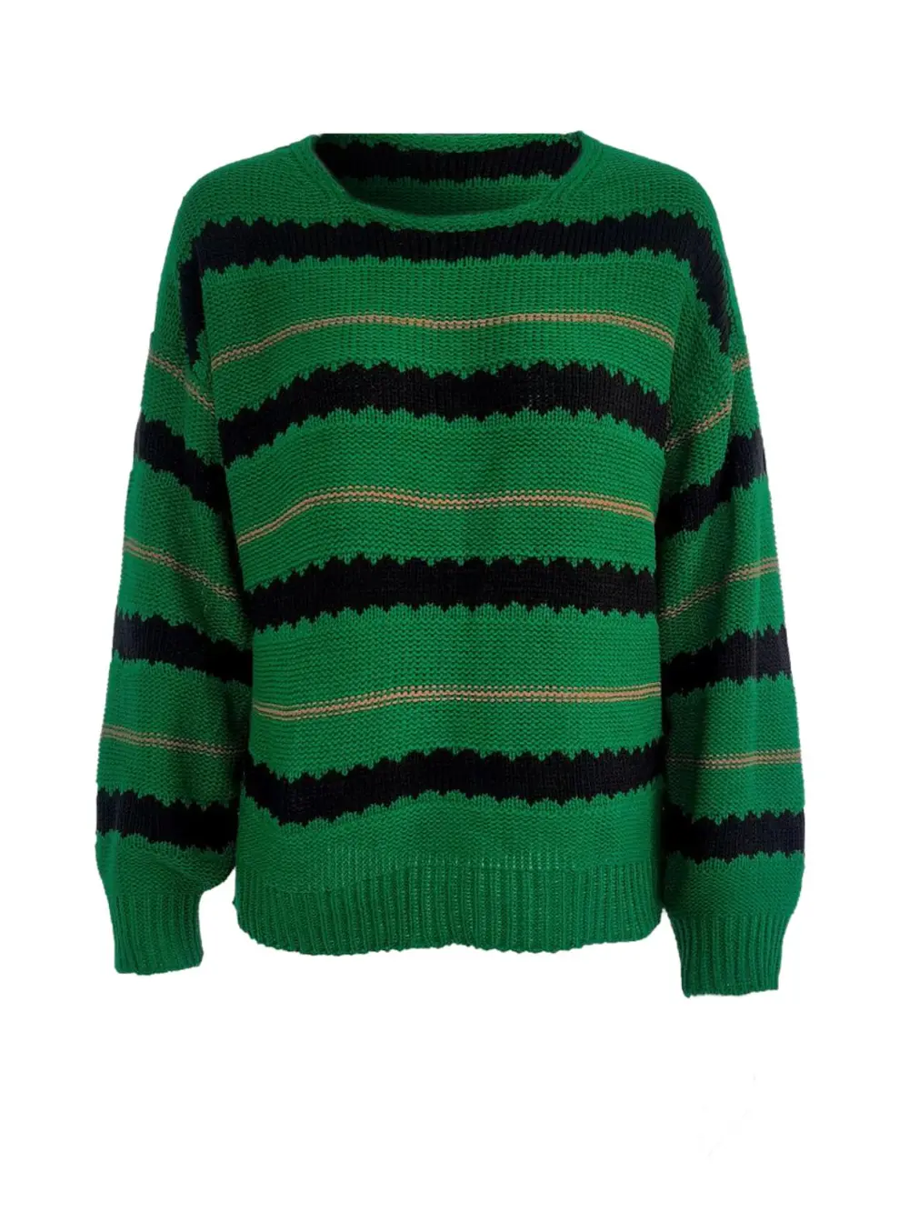 Striped Round Neck Long Sleeve Sweater, image 7