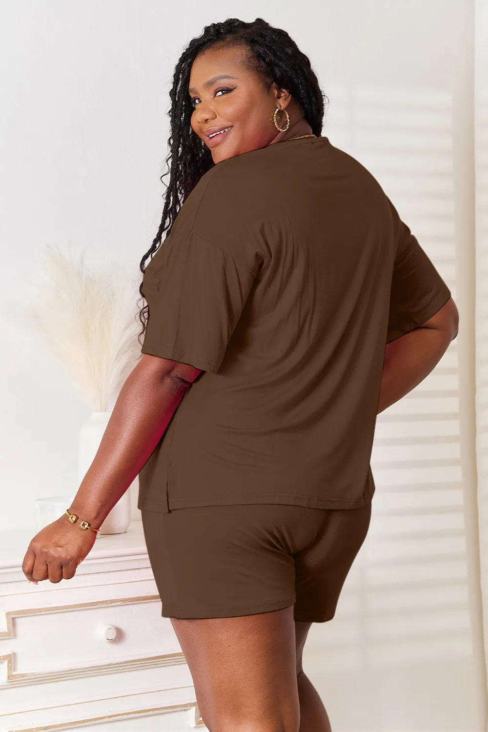 Full Size Soft Rayon Half Sleeve Top and Shorts Set, image 17