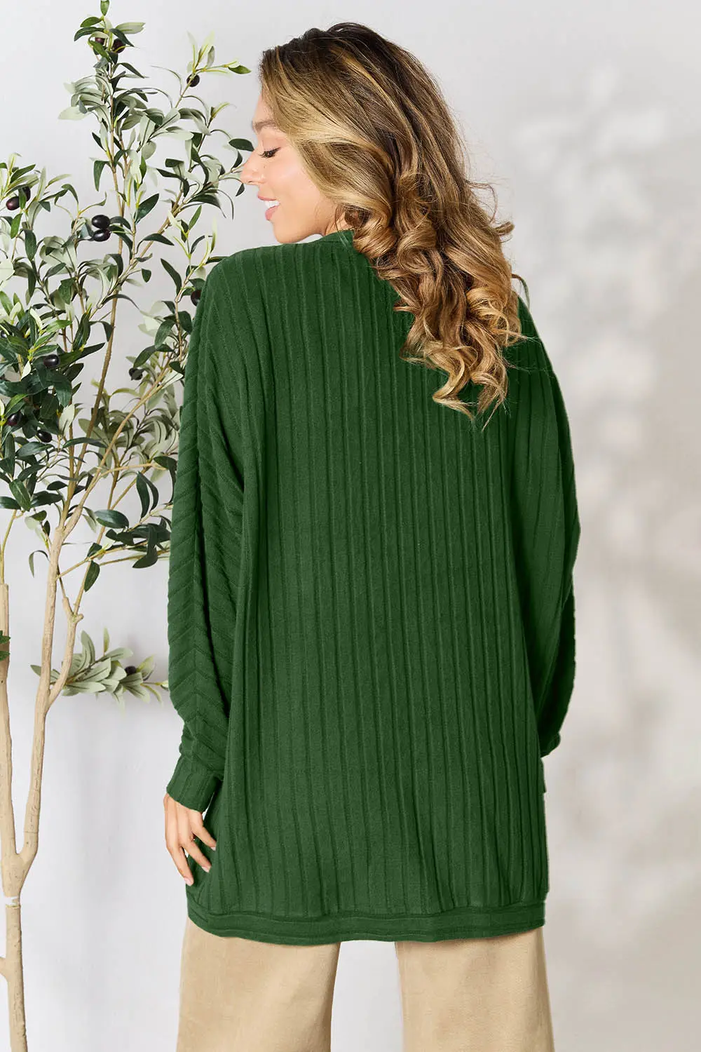 Full Size Ribbed Cocoon Cardigan, image 26