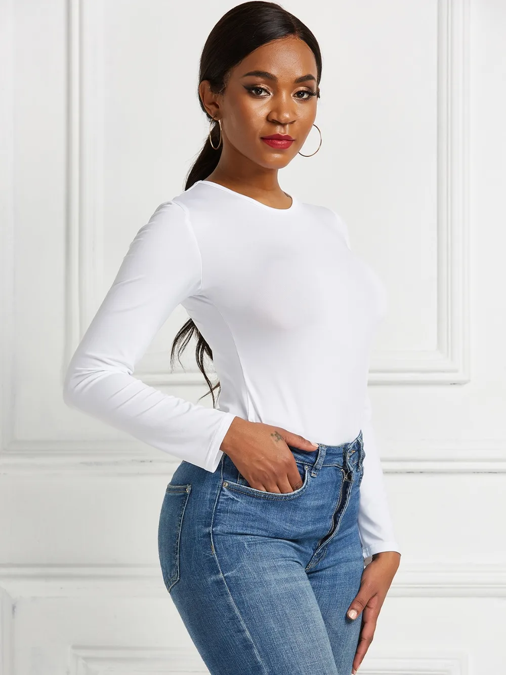Round Neck Long Sleeve Bodysuit, image 10