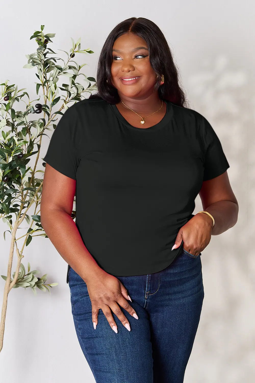 Full Size Round Neck Short Sleeve T-Shirt Plus Size, image 26