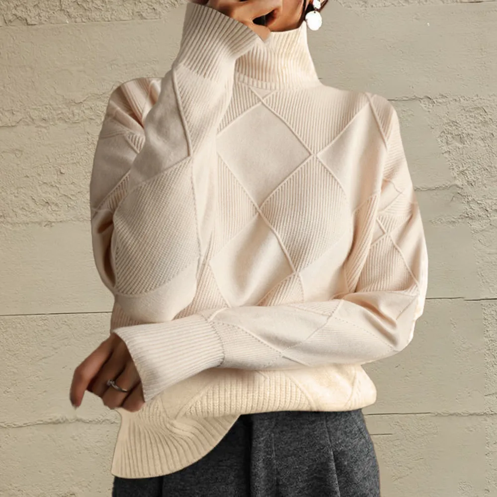Geometric Turtleneck Long Sleeve Sweater, image 8