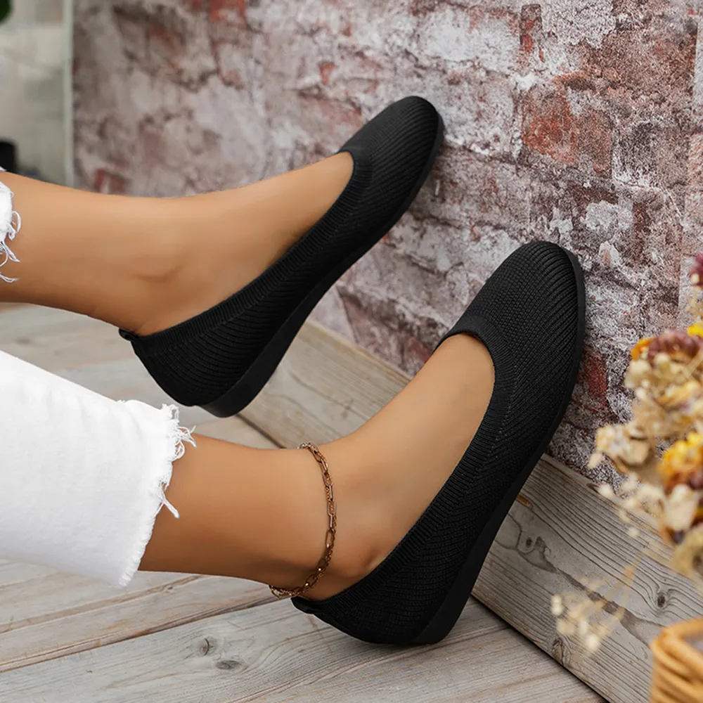 Round Toe Knit Ballet Flats, image 13