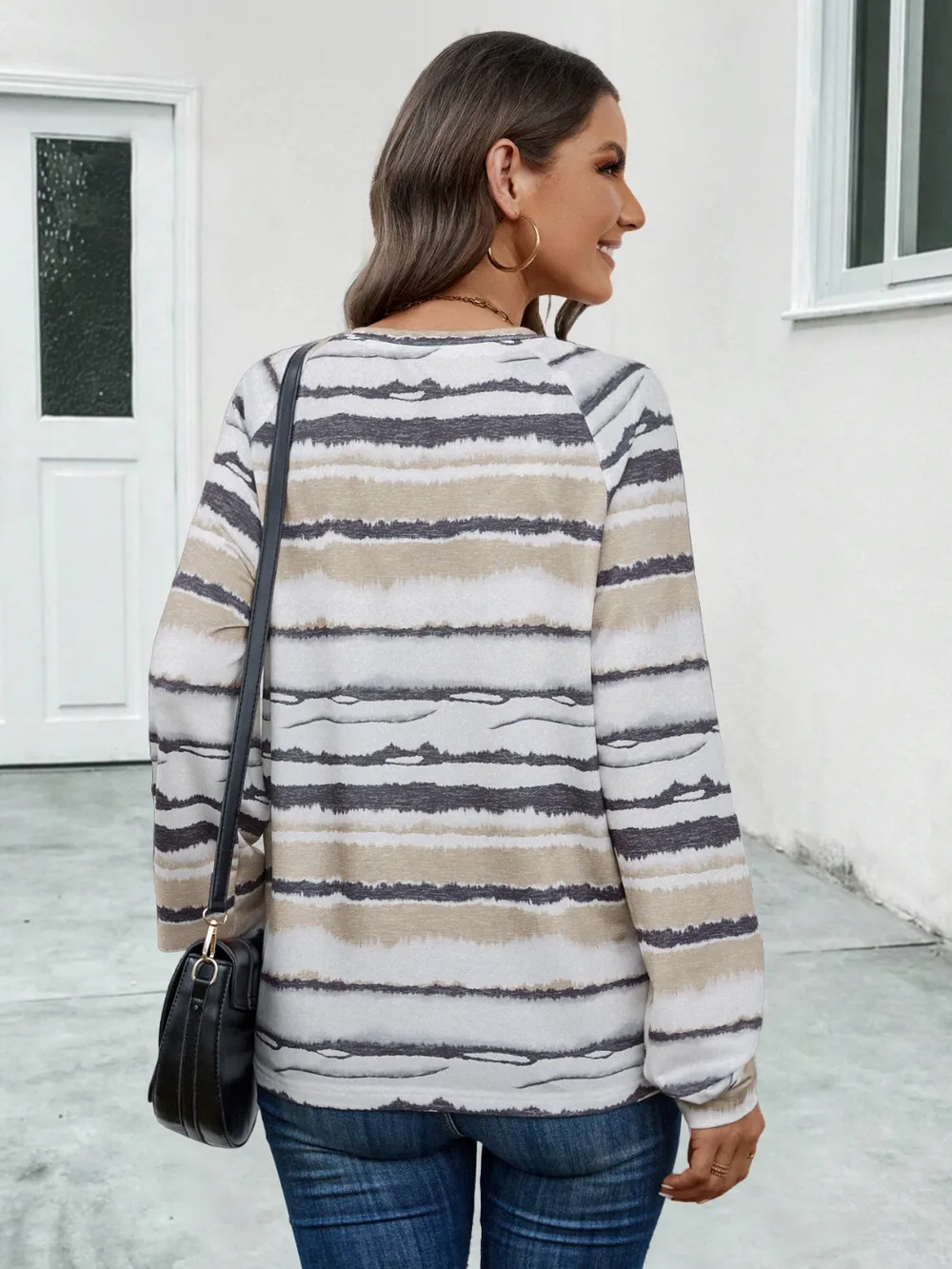 Striped V-Neck Long Sleeve T-Shirt, image 5