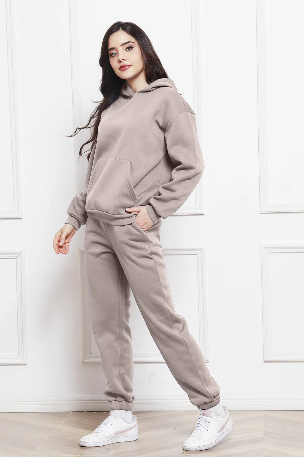 Drop Shoulder Long Sleeve Hoodie and Pants Set, image 32