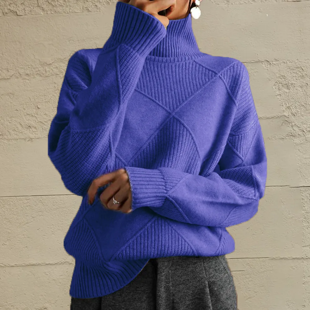 Geometric Turtleneck Long Sleeve Sweater, image 19