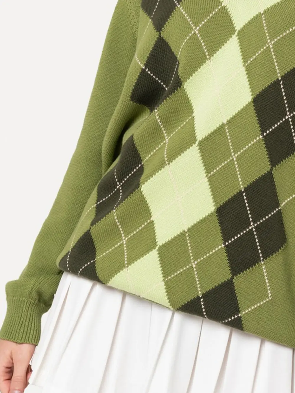 Geometric V-Neck Long Sleeve Sweater, image 8