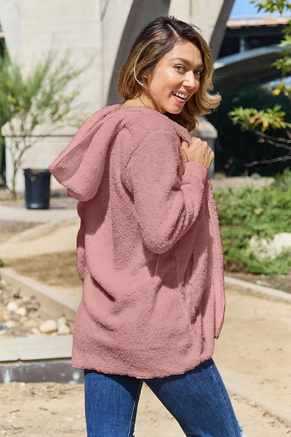 Full Size Teddy Hooded Jacket with Pockets, image 28
