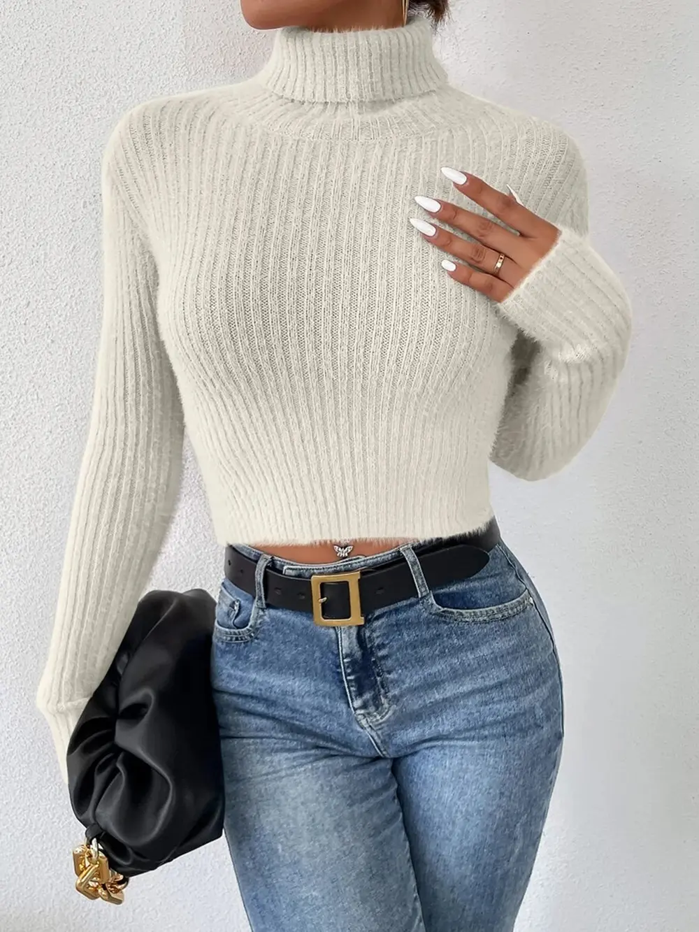 Ribbed Turtleneck Long Sleeve Sweater, image 13