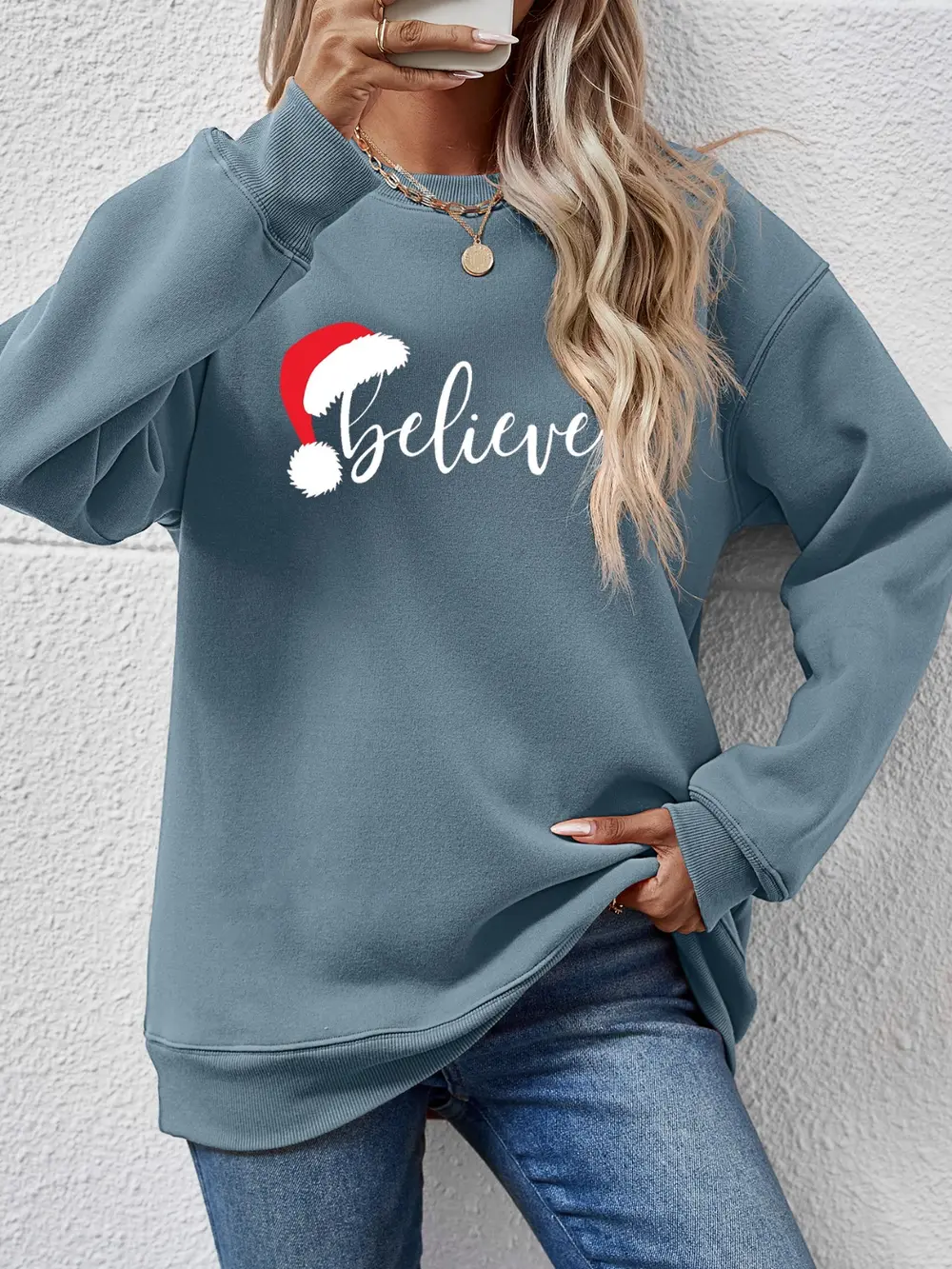 BELIEVE Graphic Long Sleeve Sweatshirt, image 5