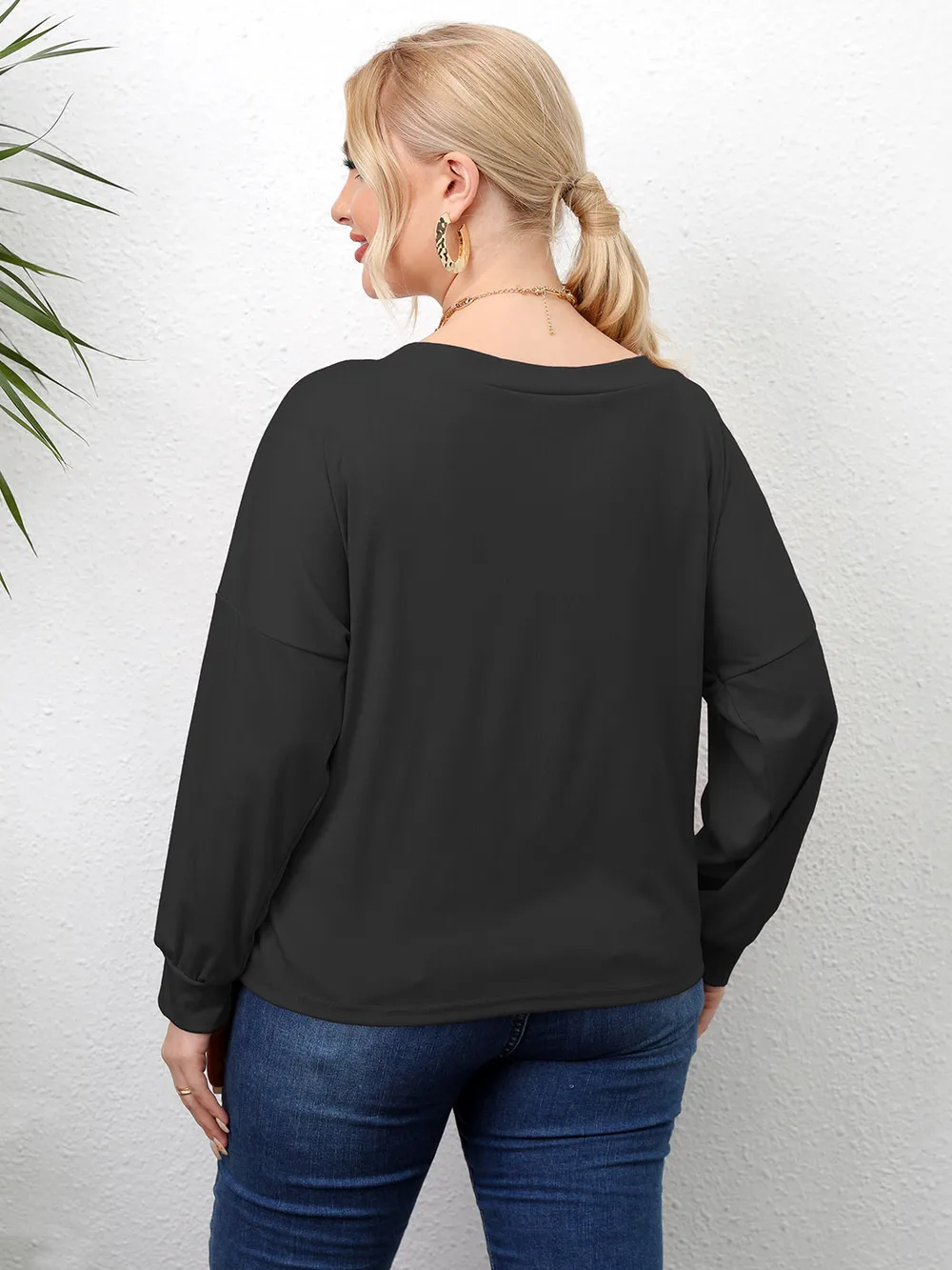 Plus Size Twisted Drop Shoulder T-Shirt, image 2