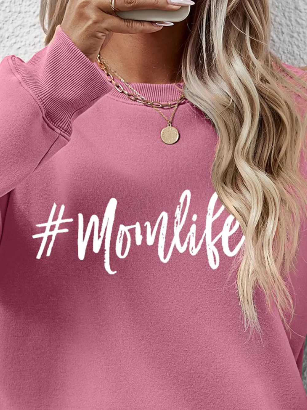 Letter Graphic Round Neck Sweatshirt, image 20