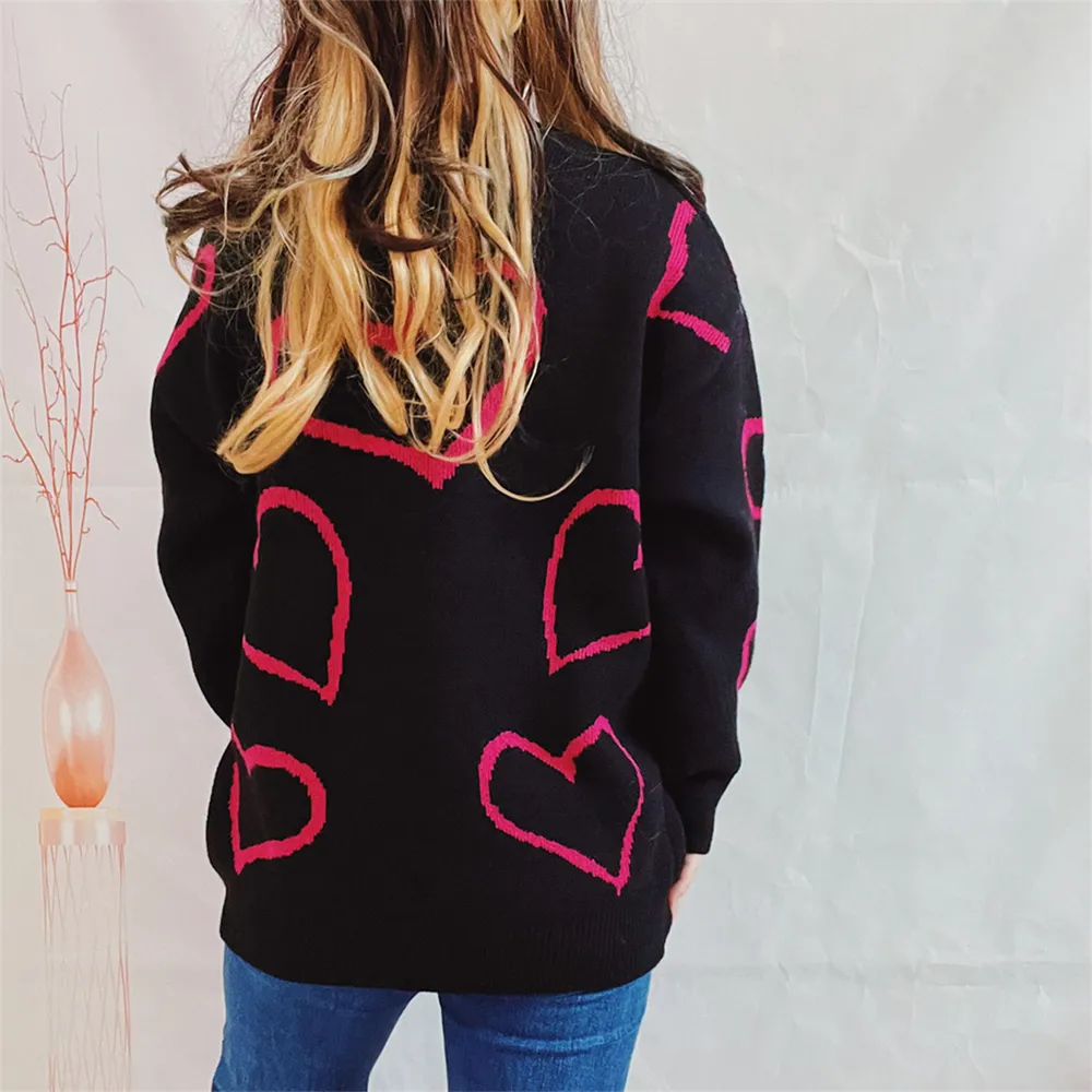 Heart Pattern Long Sleeve Sweater, image 3