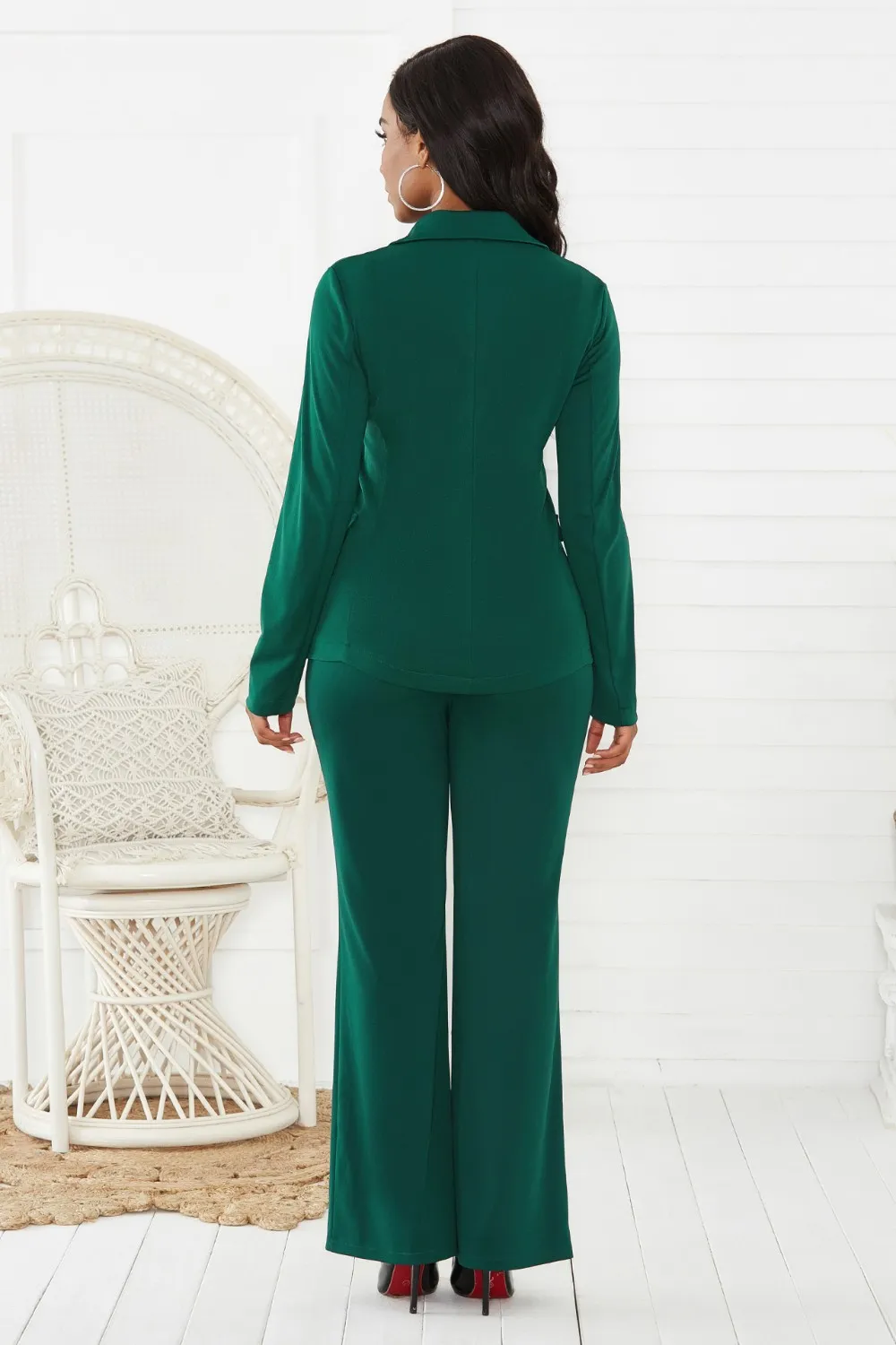 Lapel Collar Long Sleeve Blazer and Pants Set, image 8
