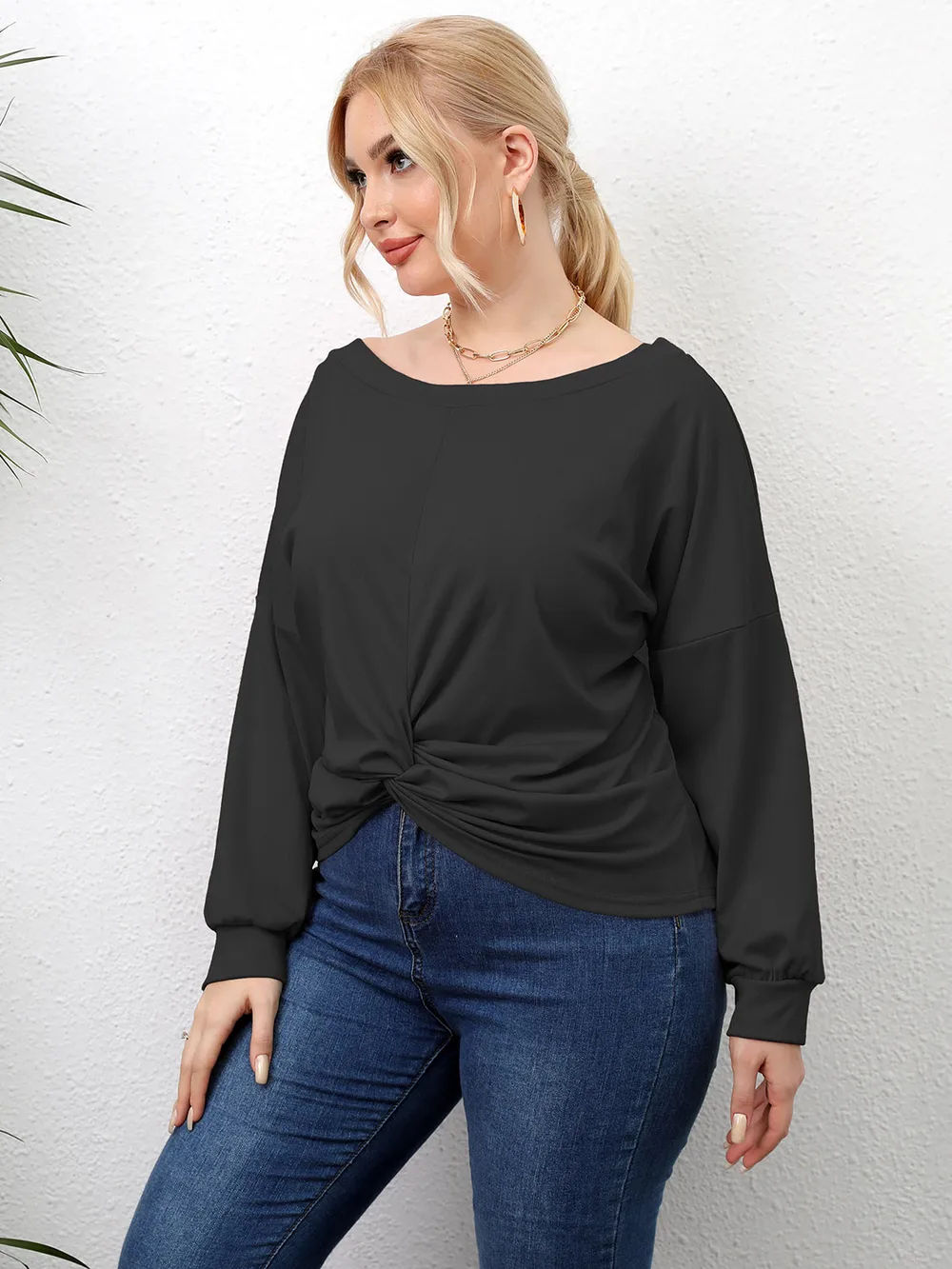 Plus Size Twisted Drop Shoulder T-Shirt, image 3