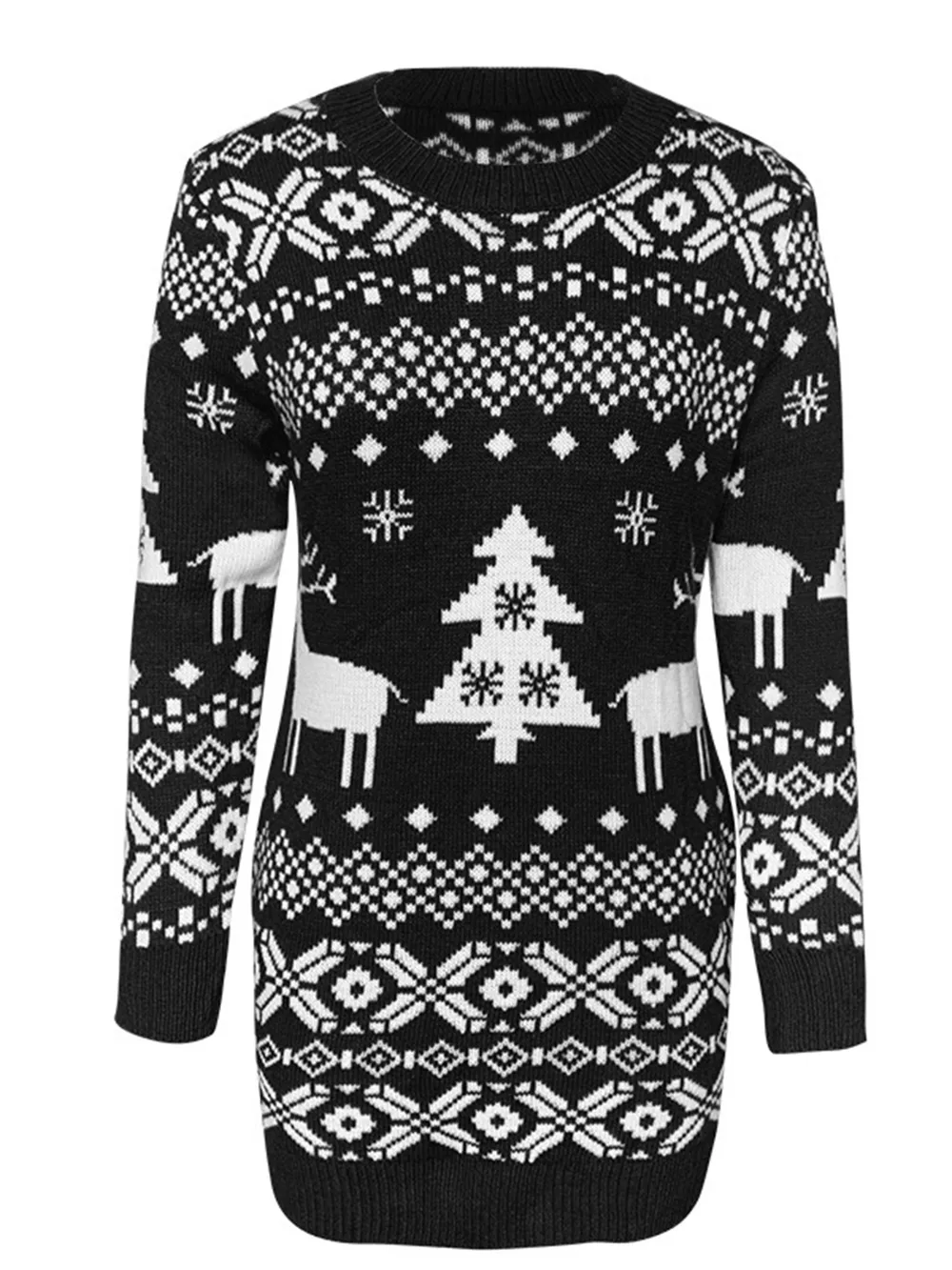 Christmas Element Round Neck Mini Sweater Dress, image 7