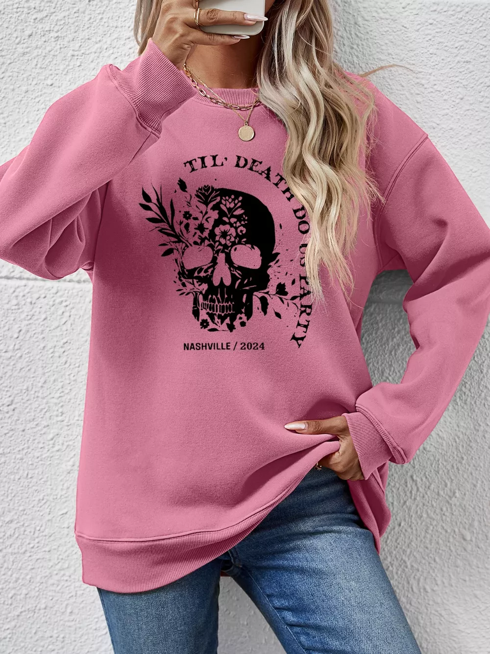 Graphic Round Neck Dropped Shoulder Sweatshirt, image 11