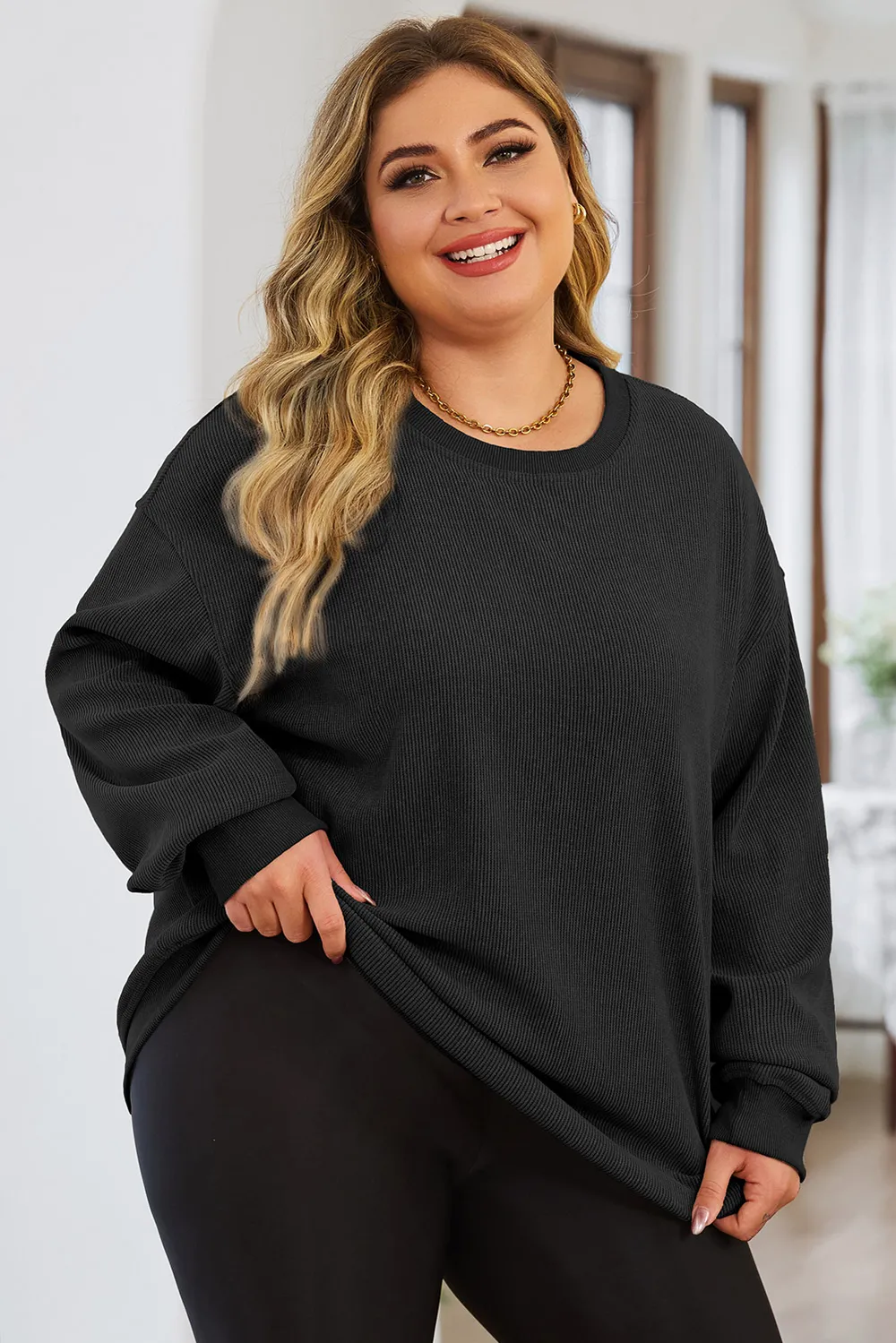 Plus Size Round Neck Dropped Shoulder Sweatshirt, image 12