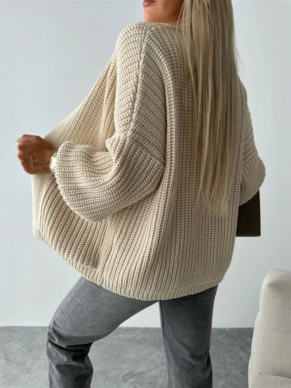 Open Front Dropped Shoulder Cardigan, image 14