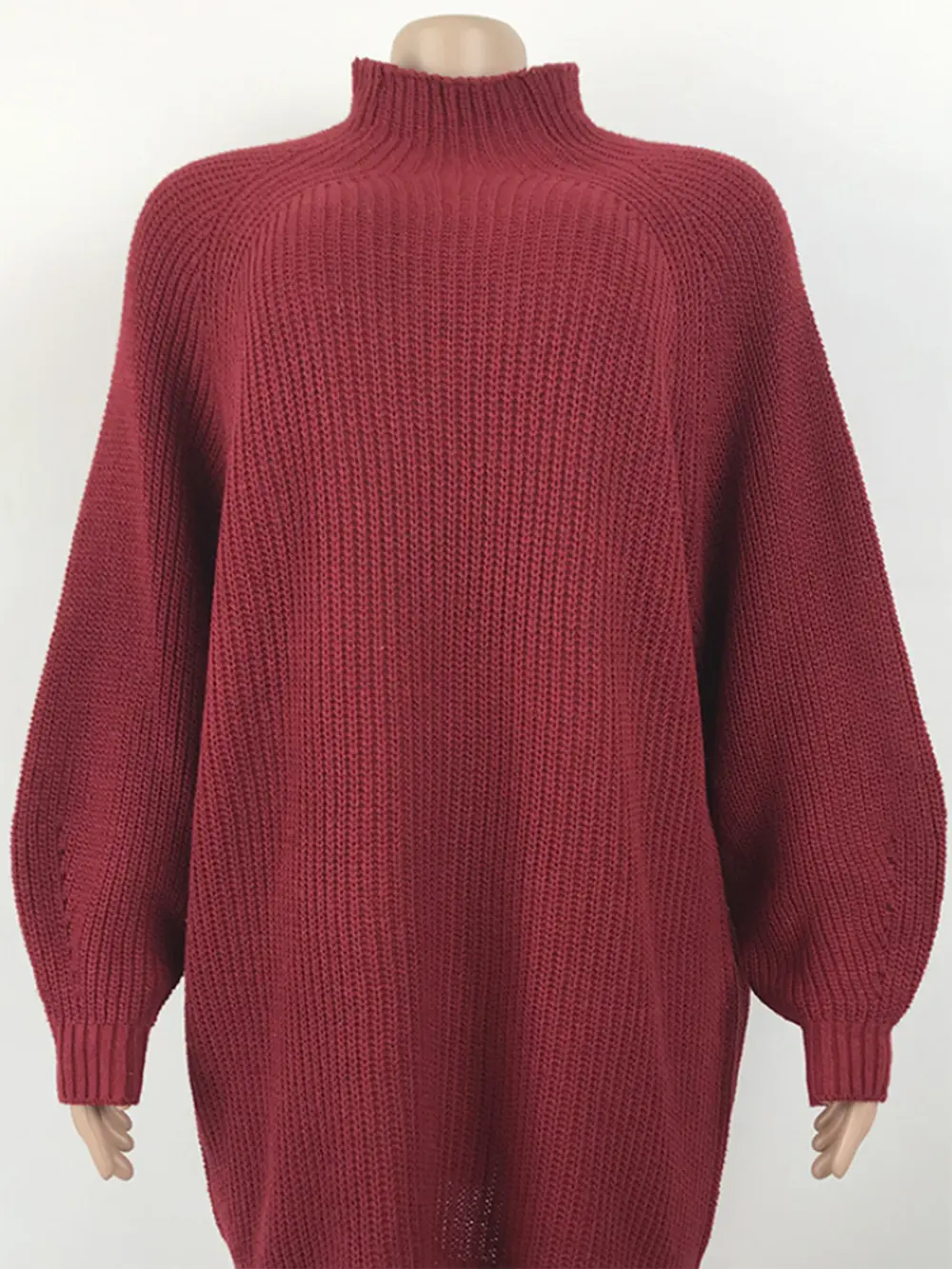 Mock Neck Dropped Shoulder Sweater Dress, image 5