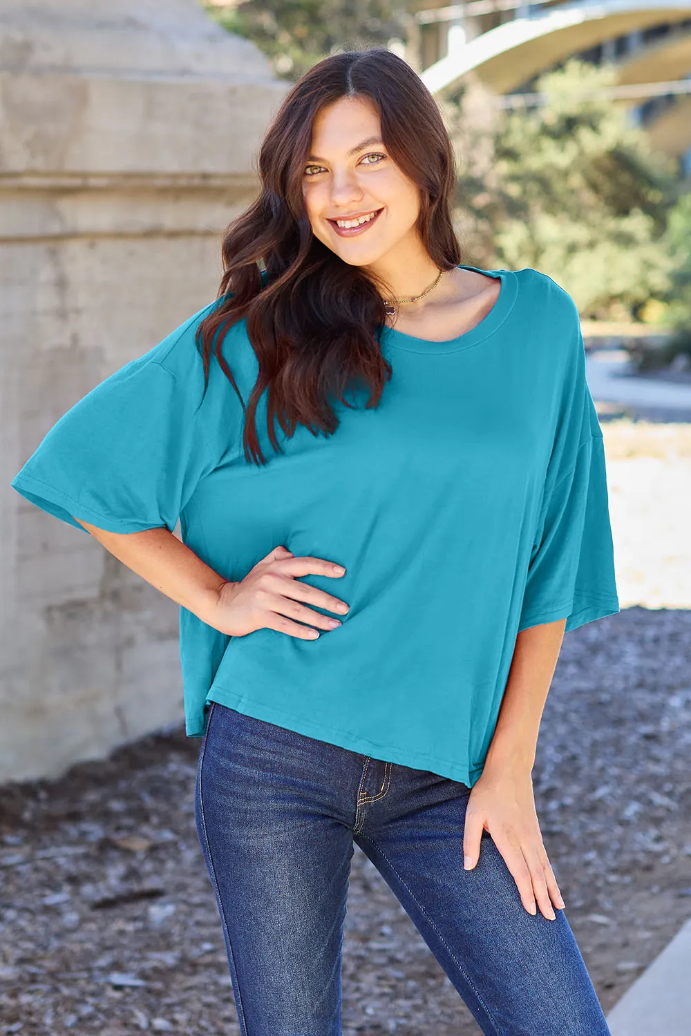 Full Size Round Neck Drop Shoulder T-Shirt, image 14