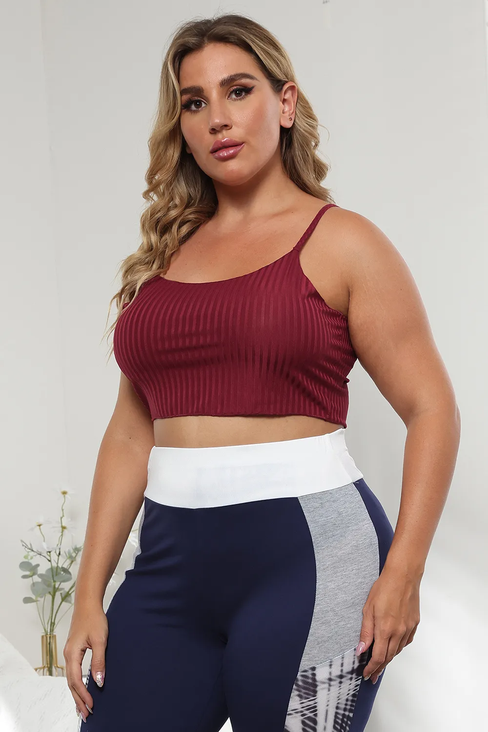 Plus Size Ribbed Spaghetti StrapTop, image 3