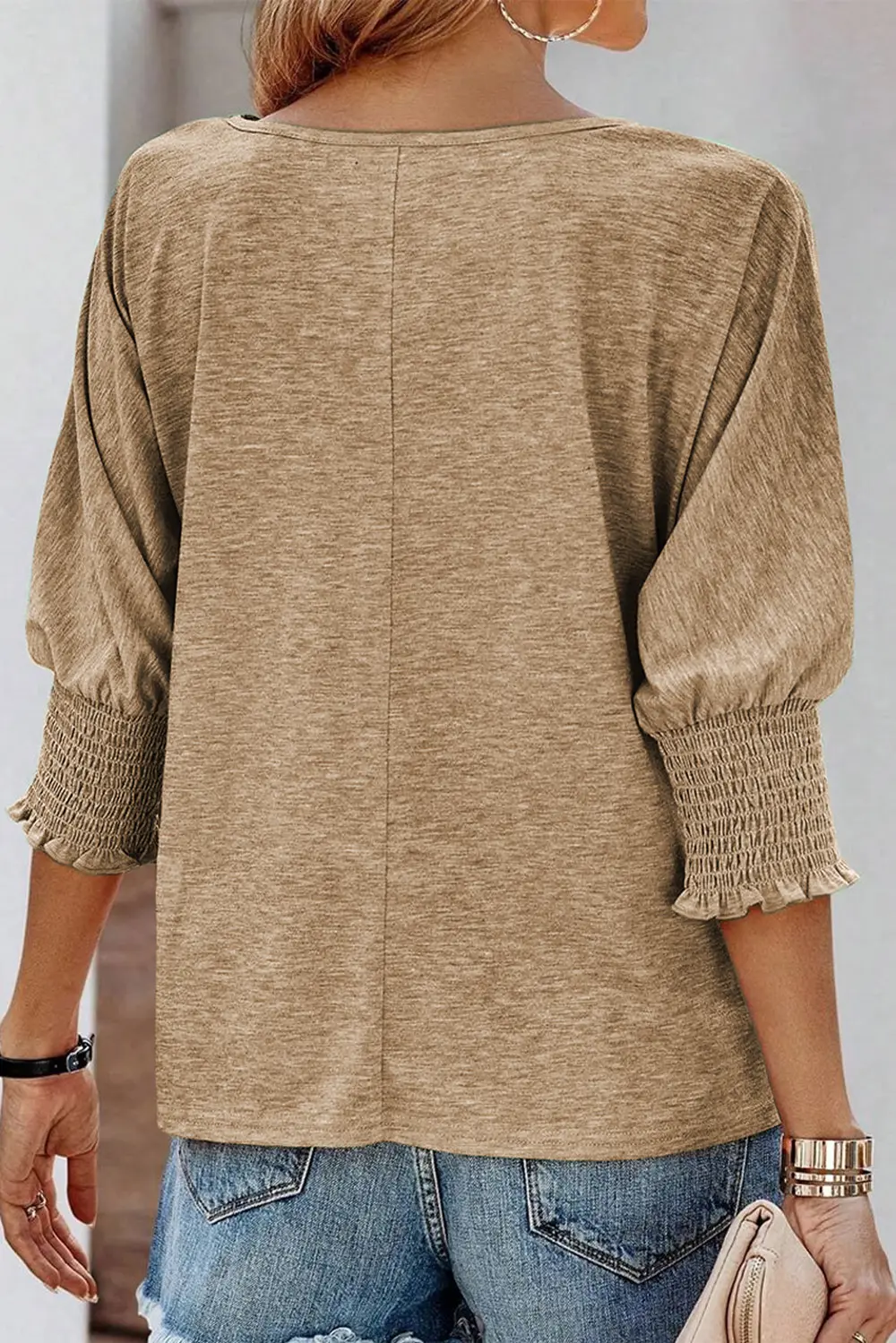 Round Neck Three-Quarter Sleeve Top, image 6