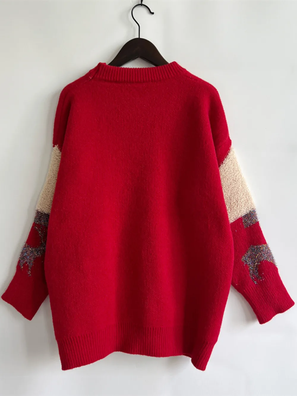 Sequin Christmas Tree & Reindeer Round Neck Sweater, image 8
