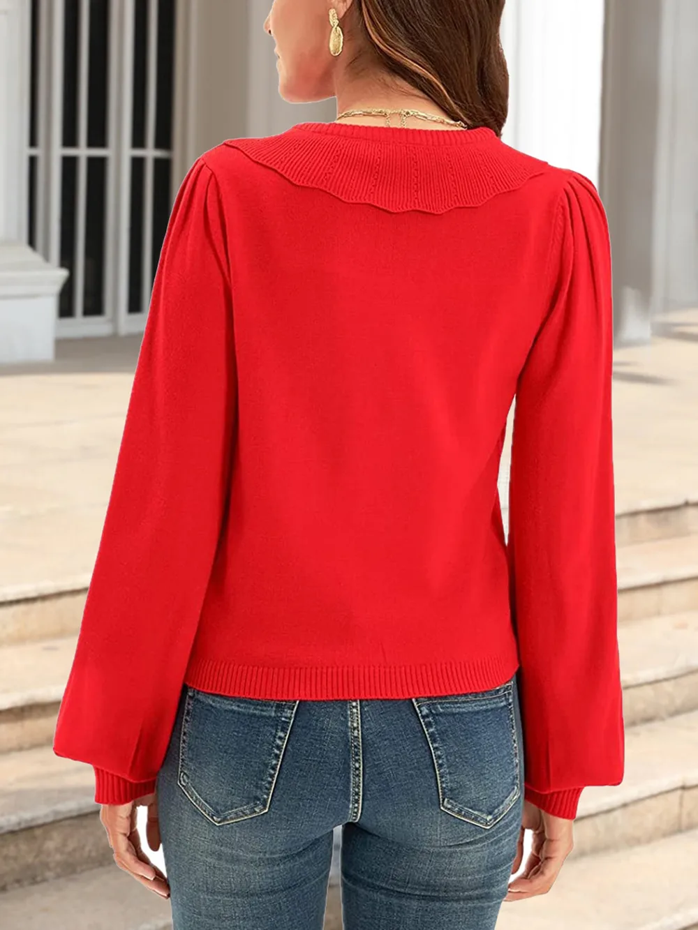 Collared Long Sleeve Button Down Cardigan, image 3