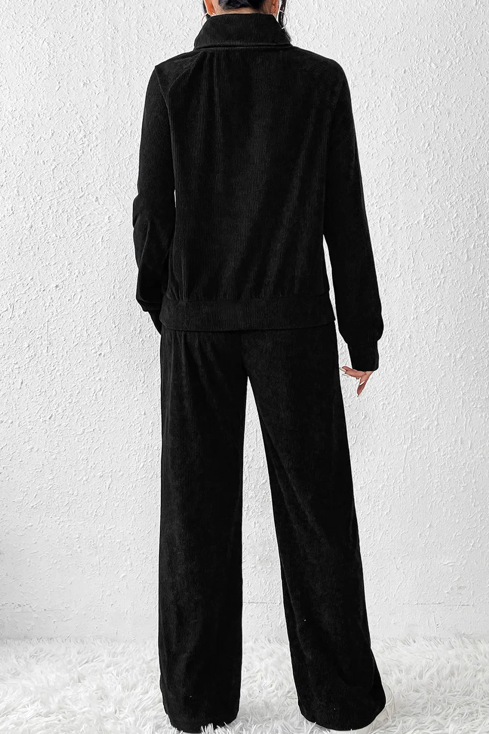 Ribbed Long Sleeve Top and Pants Set, image 2