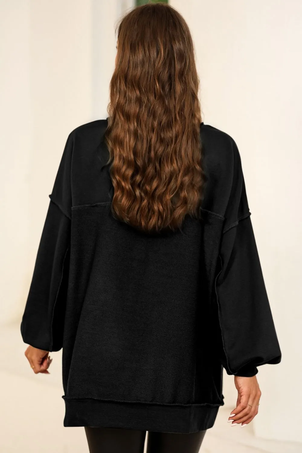 Buttoned Dropped Shoulder Sweatshirt, image 12