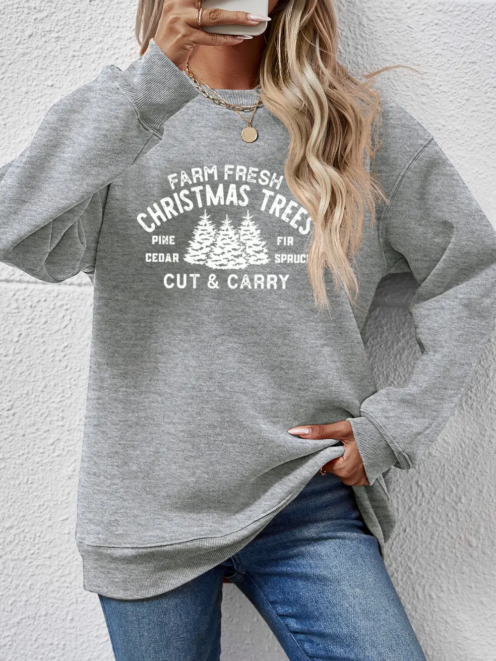 Round Neck Graphic Long Sleeve Sweatshirt, image 7