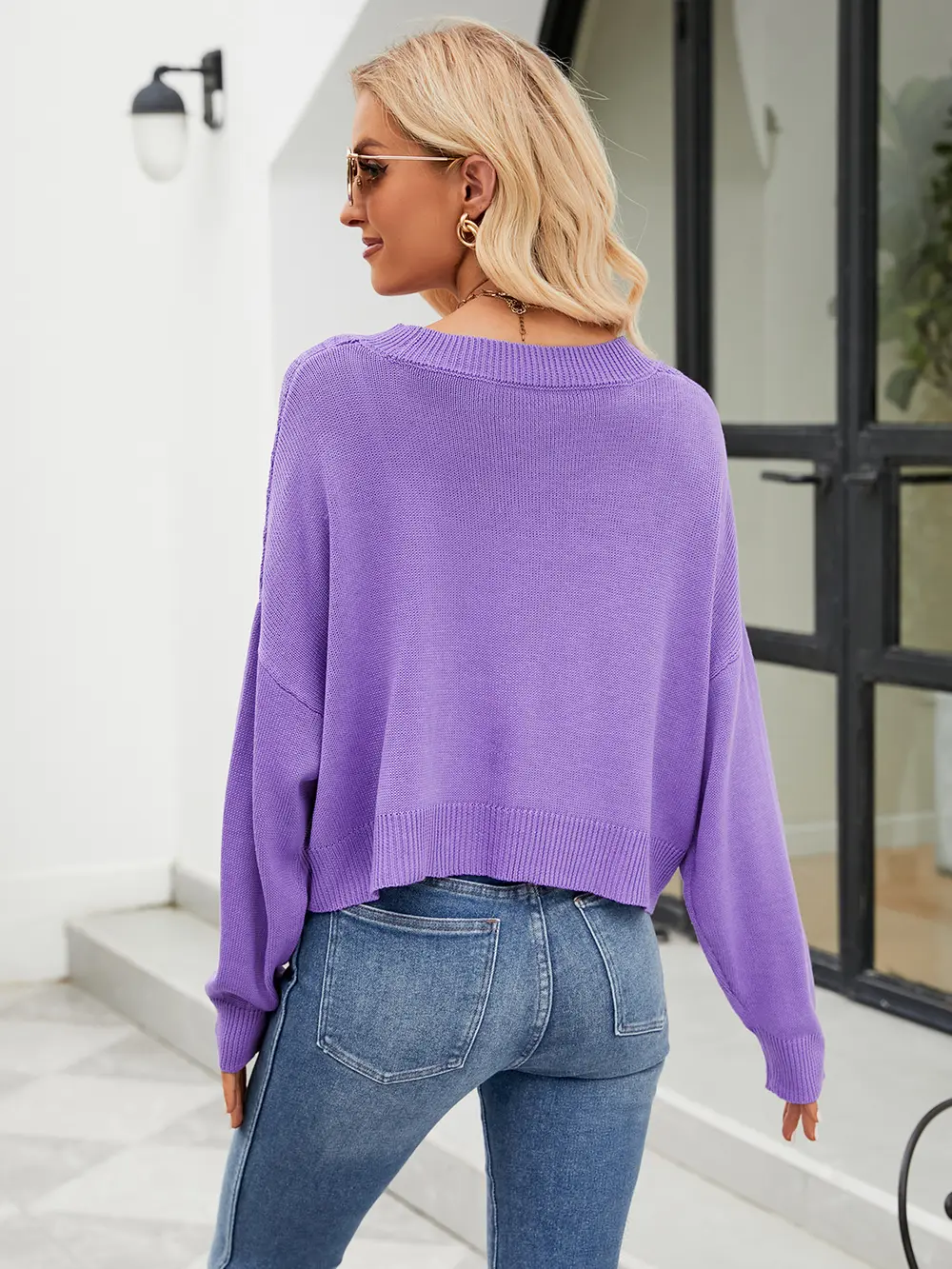 Eyelet Button Front Long Sleeve Cardigan, image 3