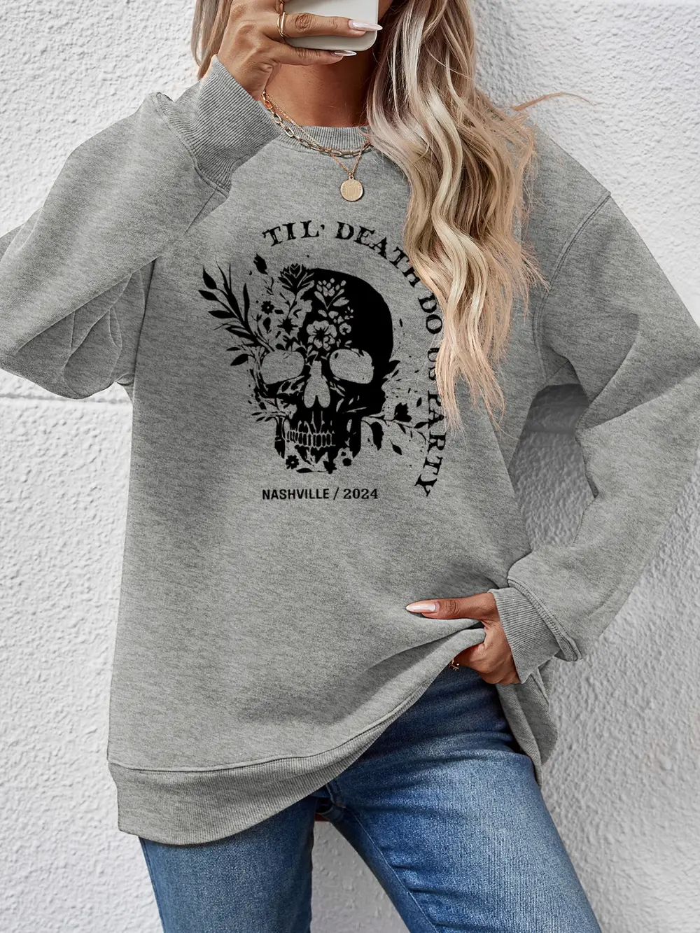 Graphic Round Neck Dropped Shoulder Sweatshirt, image 25