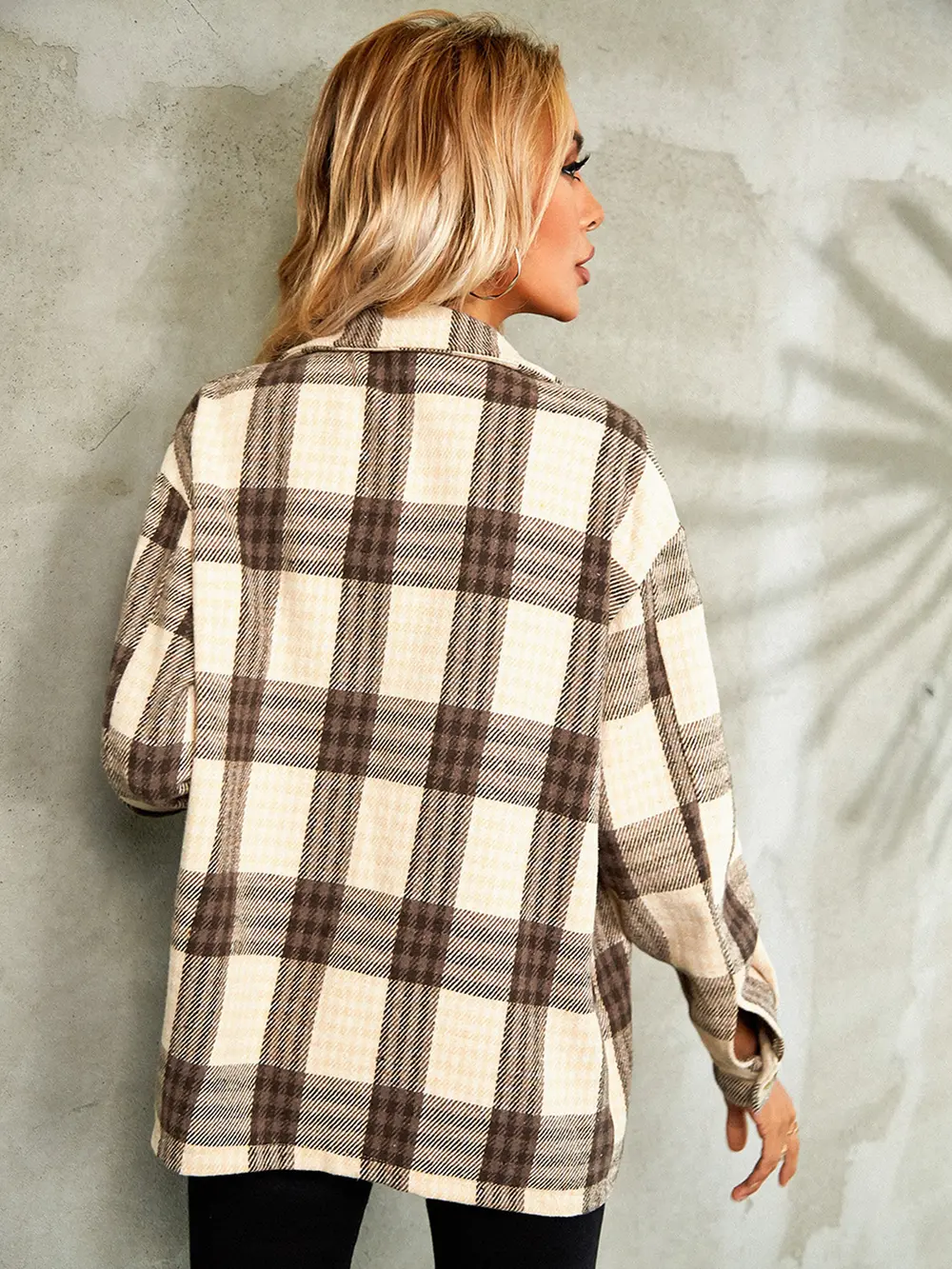 Plaid Button Down Collared Jacket, image 6