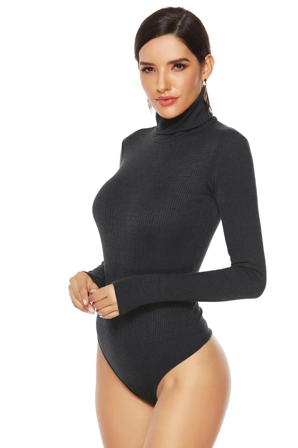 Ribbed Turtleneck Long Sleeve Bodysuit, image 7