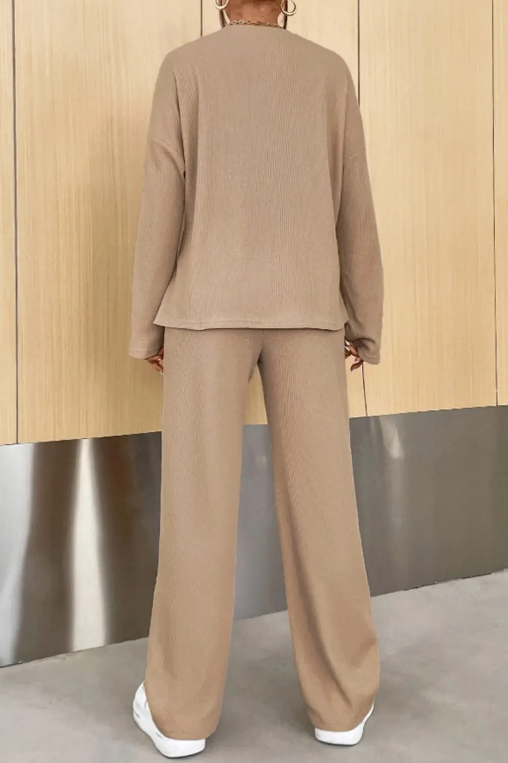 Ribbed Half Button Top and Pants Set, image 9