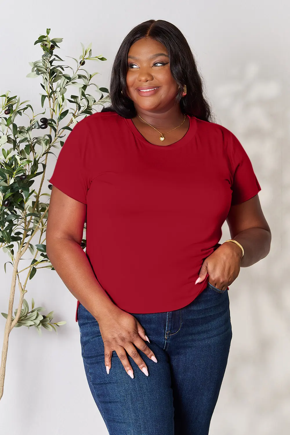 Full Size Round Neck Short Sleeve T-Shirt, image 28