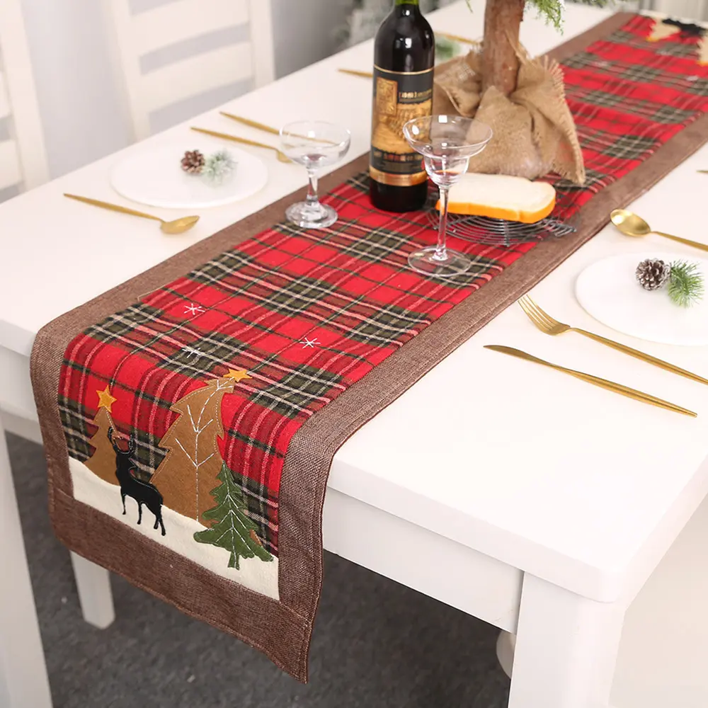 Plaid Christmas Element Table Runner, image 2