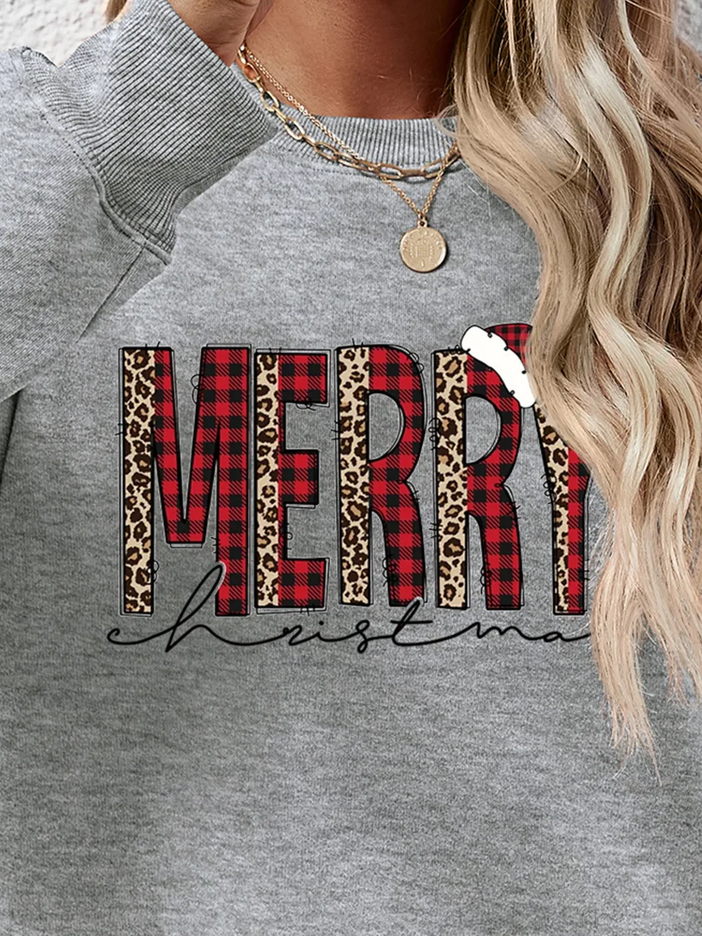 MERRY CHRISTMAS Round Neck Long Sleeve Sweatshirt, image 4